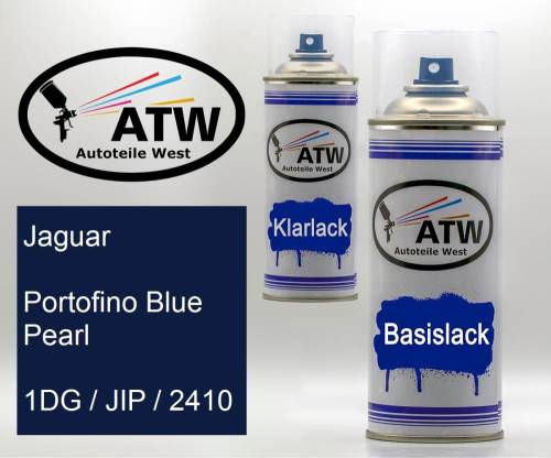 Jaguar, Portofino Blue Pearl, 1DG / JIP / 2410: 400ml Sprühdose + 400ml Klarlack - Set, von ATW Autoteile West.